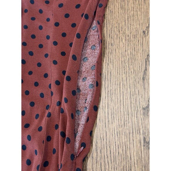 Reformation Galene Mini Dress Women’s Sz 6 Fig Jam Dot Scalloped Collar Tie Back - Picture 9 of 15